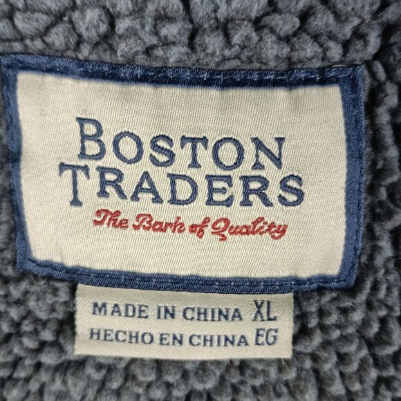 Boston Traders Cardigan Sweater Sherpa Lined Men Extra Large Gray Full Zip - Picture 2 of 9
